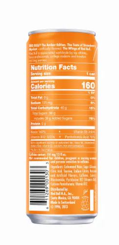 Red Bull-Amber Edition Strawberry Apricot Energy Drink, 12 Fl. Oz, 24 Cans