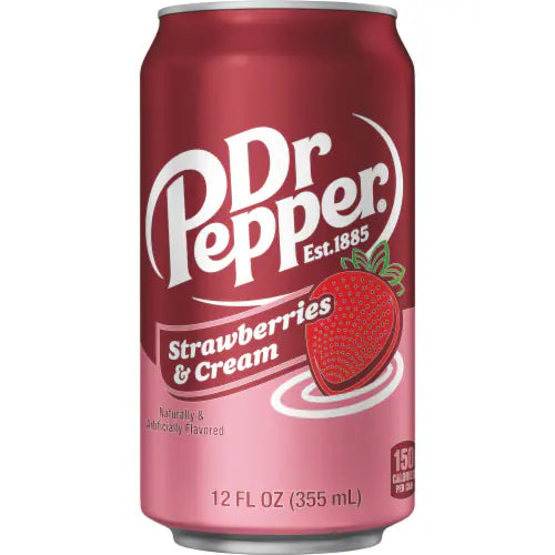 Dr Pepper Strawberries and Cream Soda, 12 Fl Oz, 24 Cans