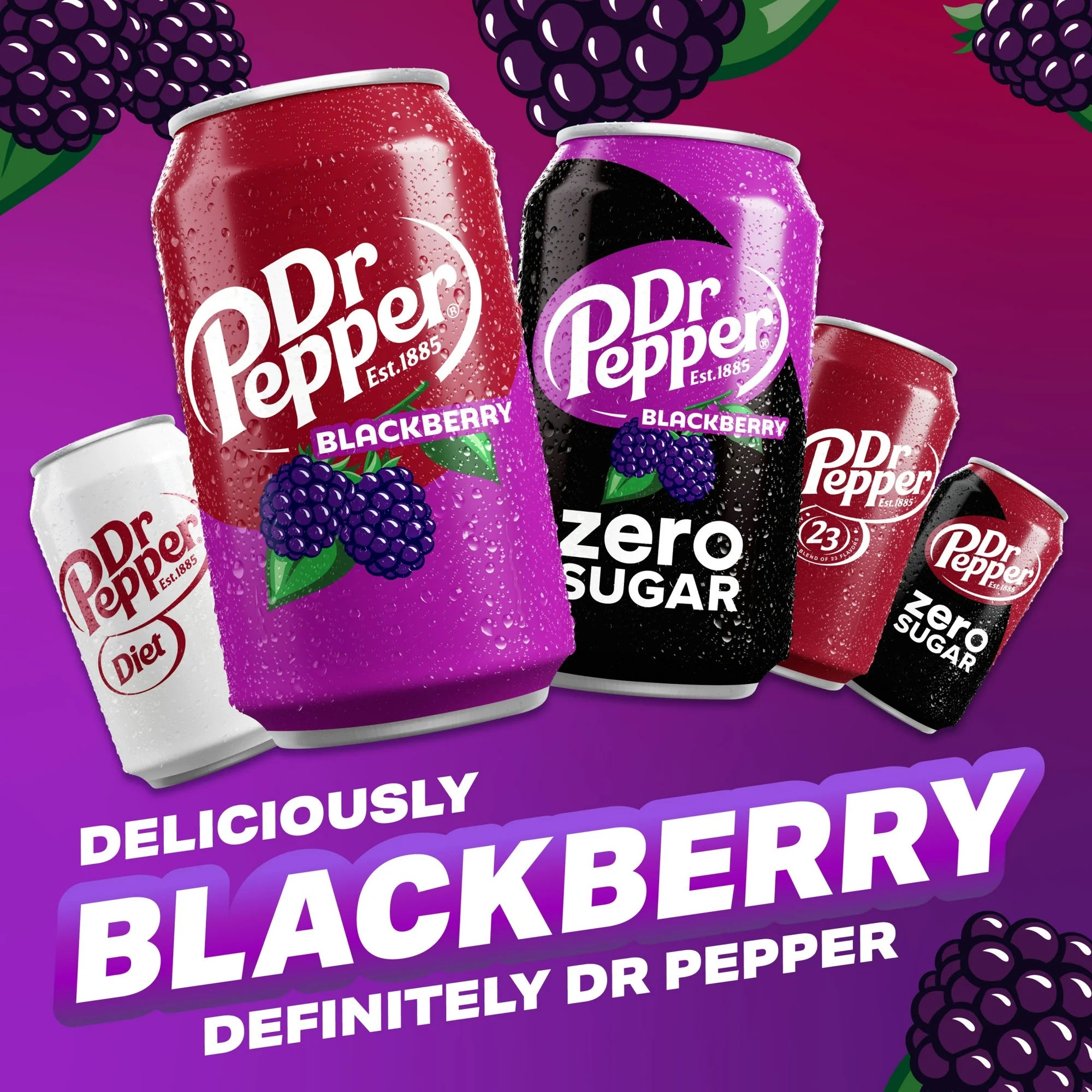 Dr Pepper Blackberry Soda Cans, 12 Fl Oz, Pack of 12