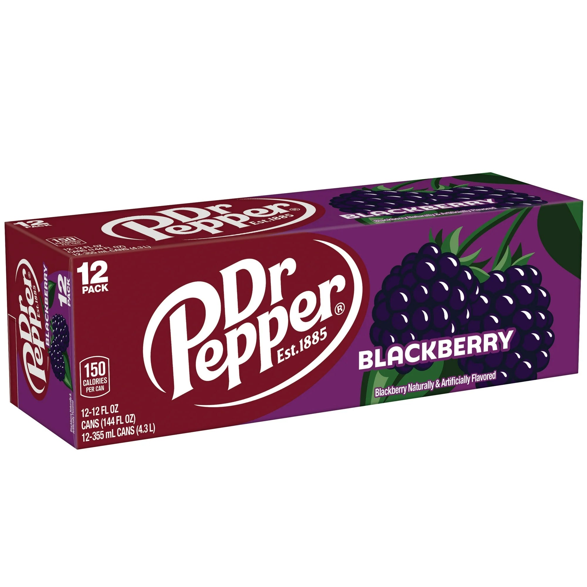 Dr Pepper Blackberry Soda Cans, 12 Fl Oz, Pack of 12