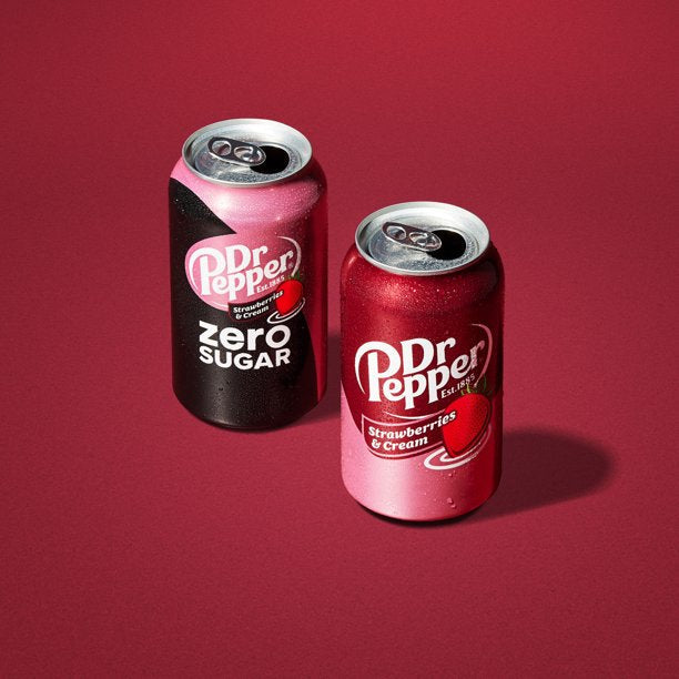 Dr Pepper Strawberries and Cream ZERO Soda, 12 Fl Oz, 24 cans
