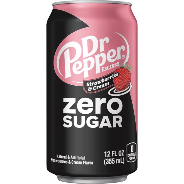 Dr Pepper Strawberries and Cream ZERO Soda, 12 Fl Oz, 24 cans