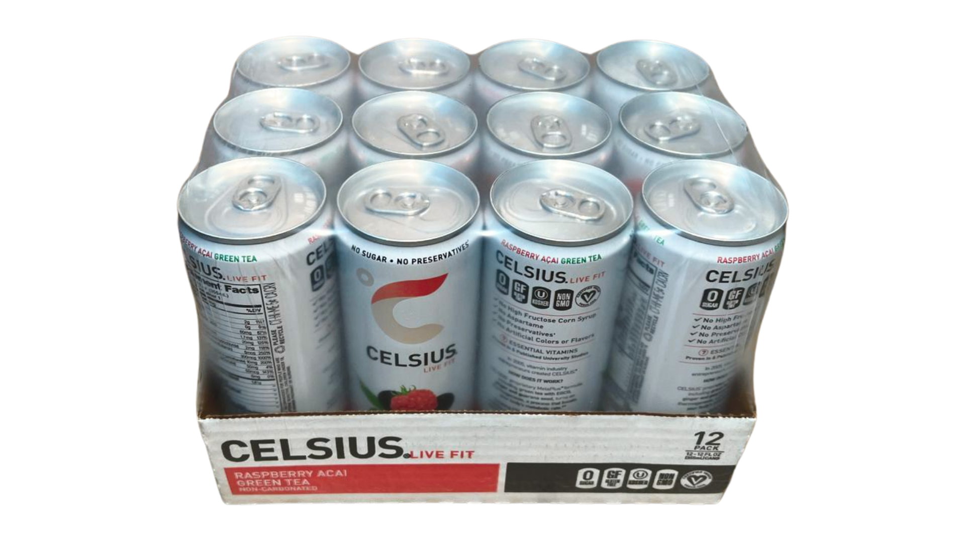 Celsius Sparkling - Raspberry Acai Green Tea (12 Fl. Oz / 12 Pack)
