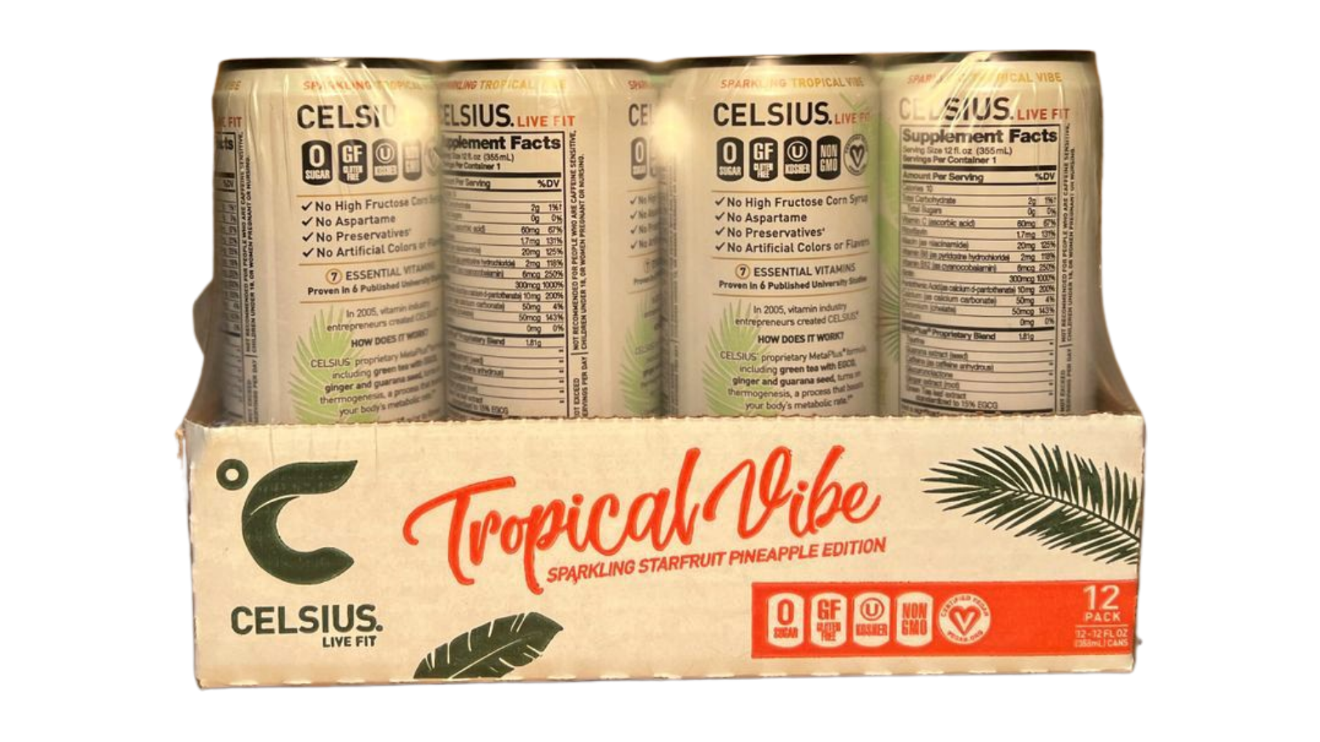 Celsius Sparkling - Tropical Vibe (12 Fl. Oz / 12 Pack)