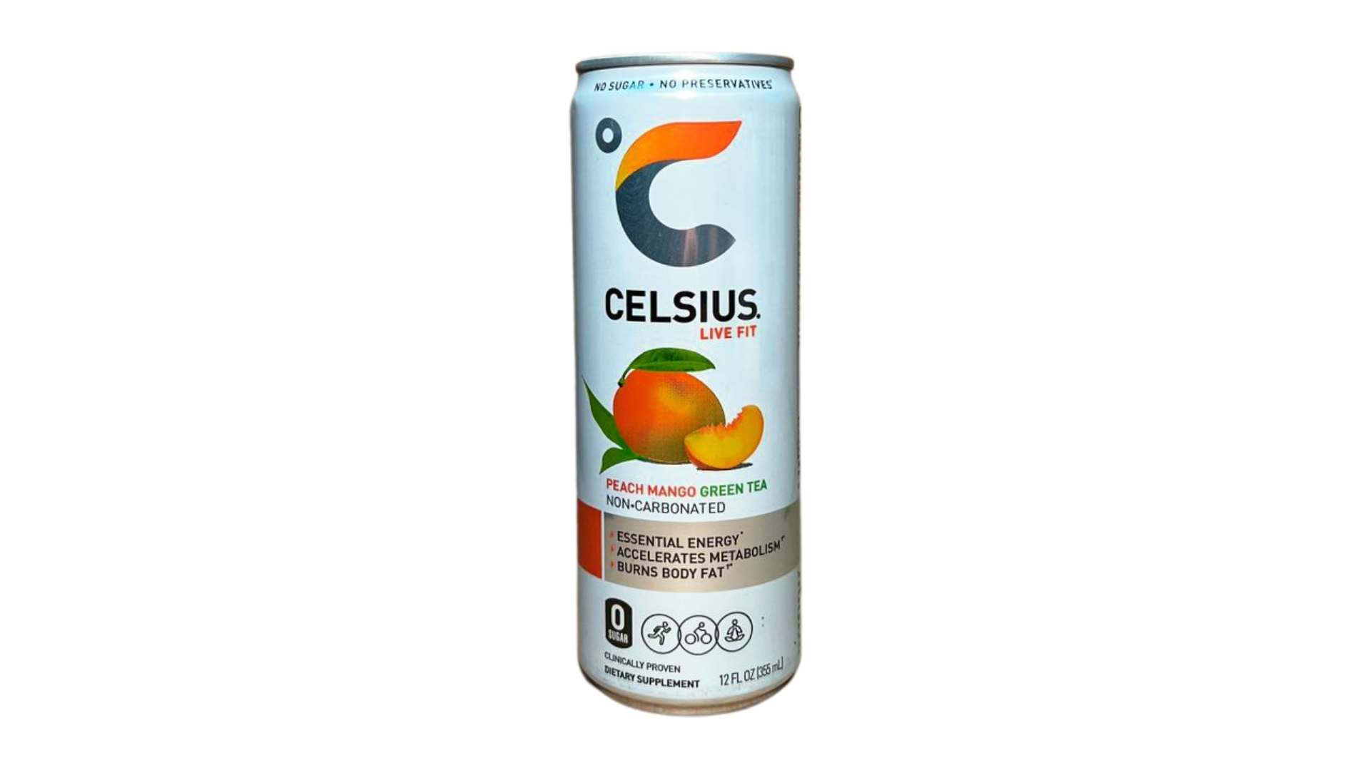 Celsius Sparkling - Peach Mango Green Tea (12 Fl. Oz / 12 Pack)