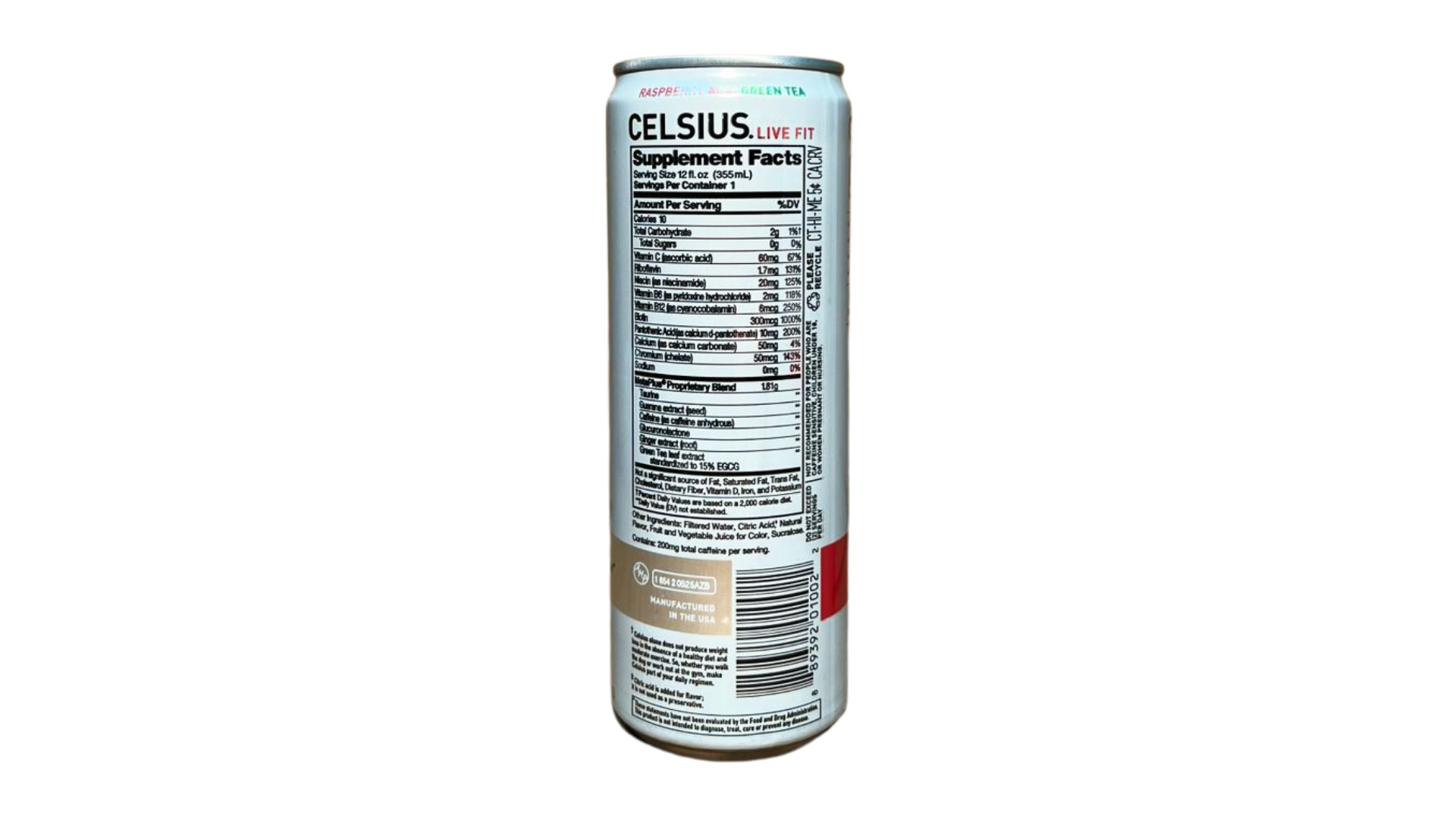 Celsius Sparkling - Raspberry Acai Green Tea (12 Fl. Oz / 12 Pack)