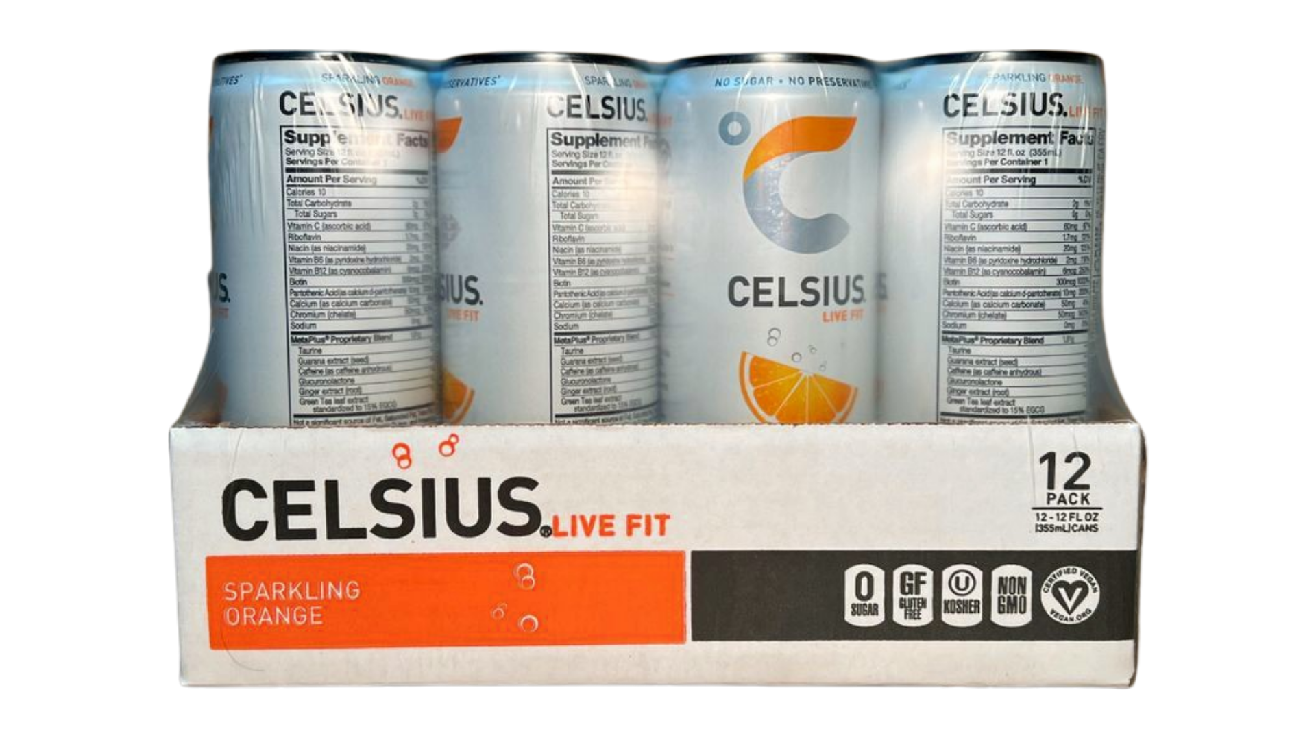 Celsius Sparkling - Orange (12 Fl. Oz / 12 Pack)