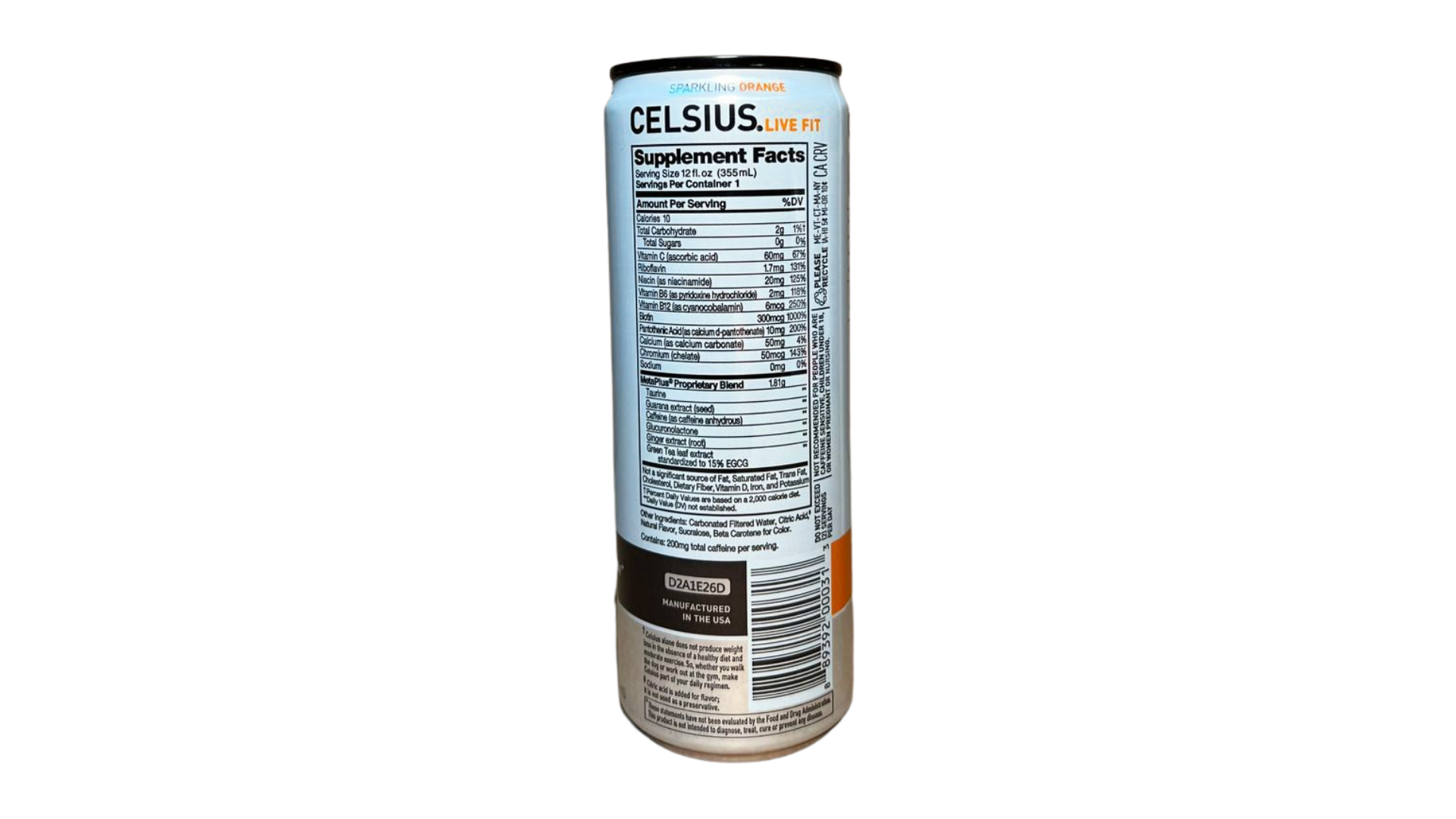 Celsius Sparkling - Orange (12 Fl. Oz / 12 Pack)