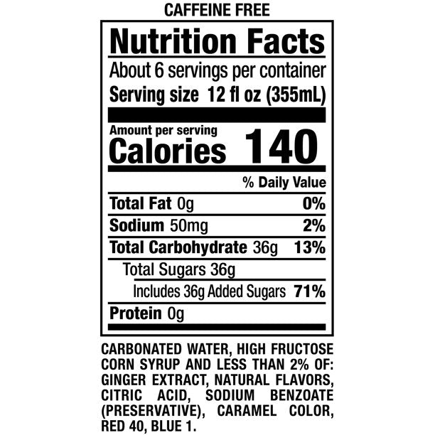 Canada Dry Blackberry Ginger Ale Soda, 2L Bottle, 6 pack