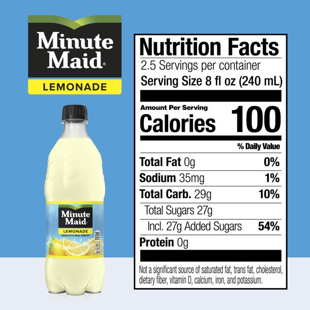 Minute Maid Lemonade, 20oz, Bottles, 24 Pack