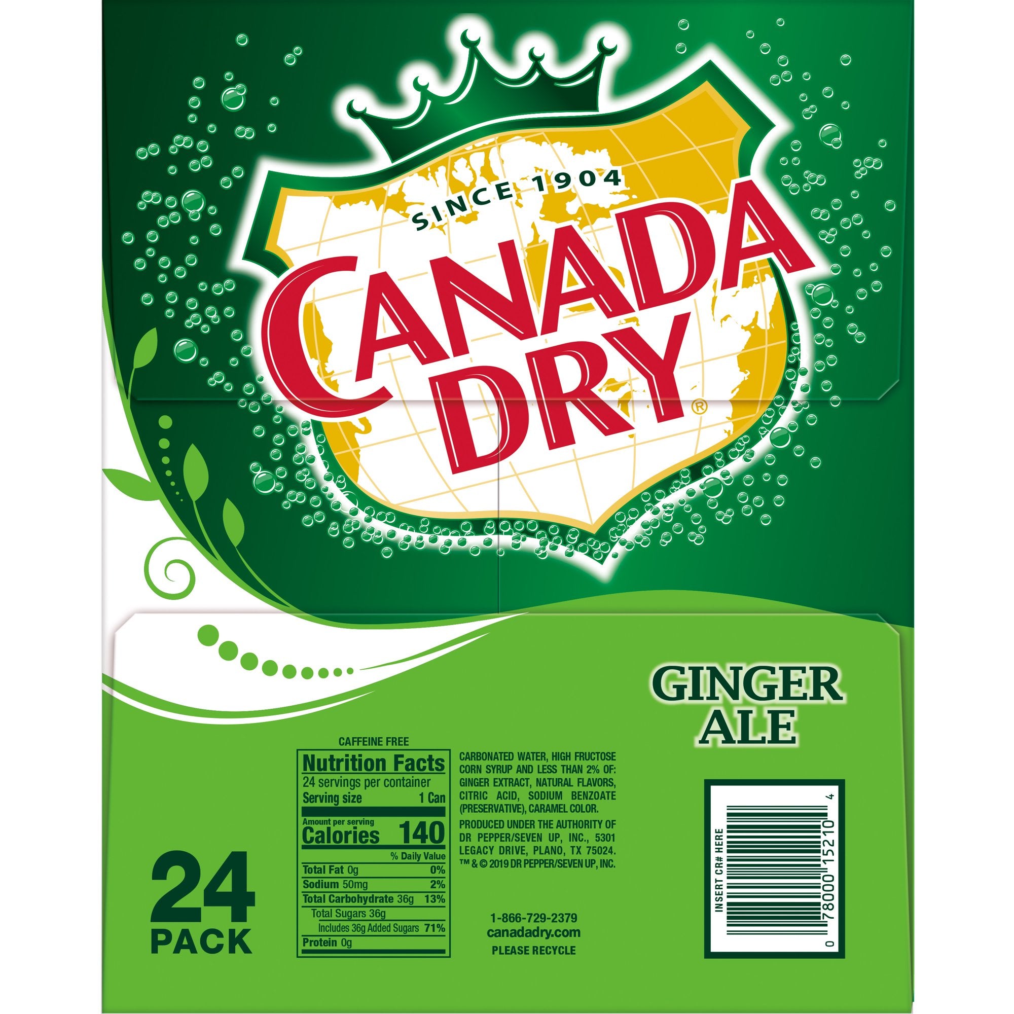 Canada Dry Ginger Ale Soda, 12 oz, 24 Pack