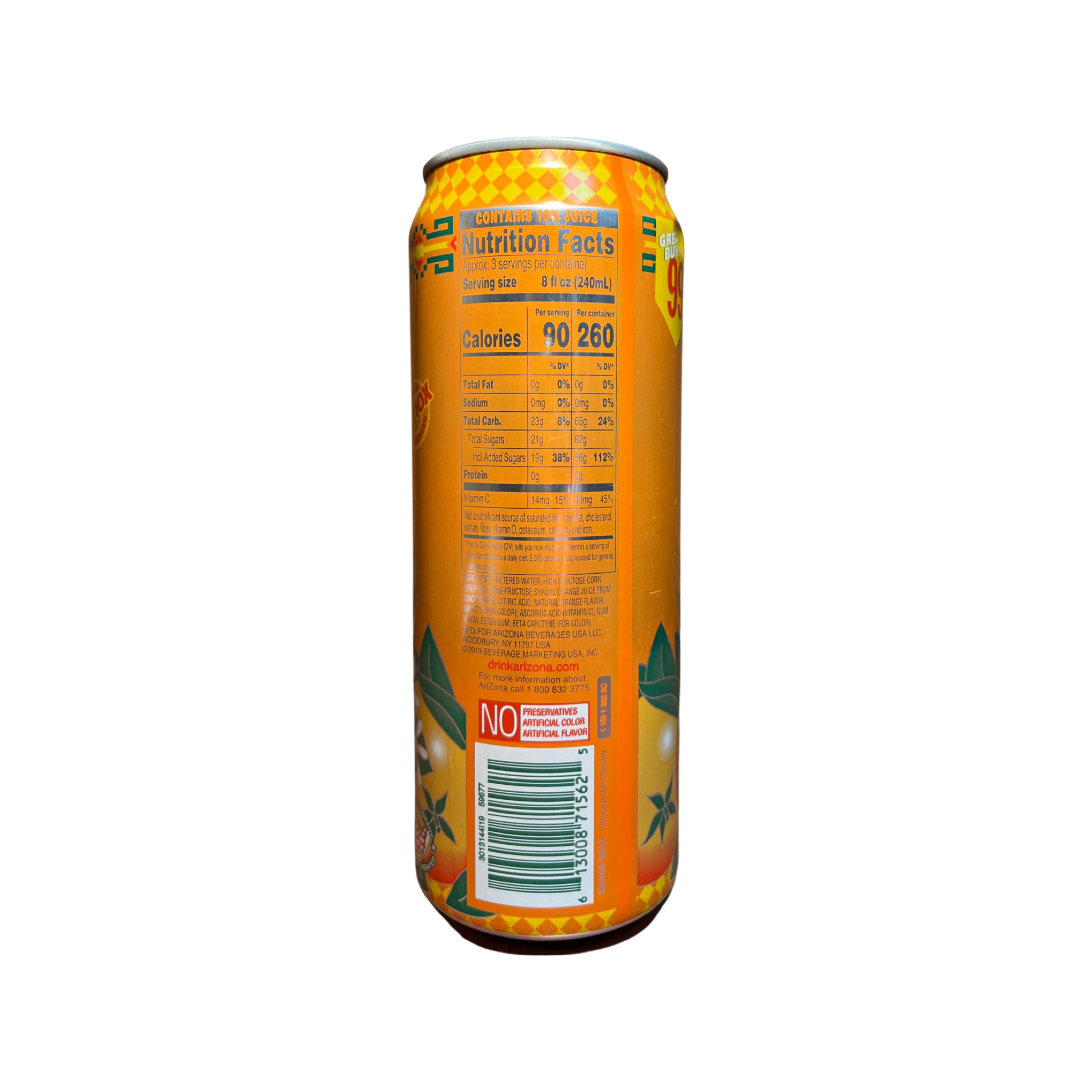 Arizona Orangeade Juice Can (23 Fl Oz. / 24 Pack)