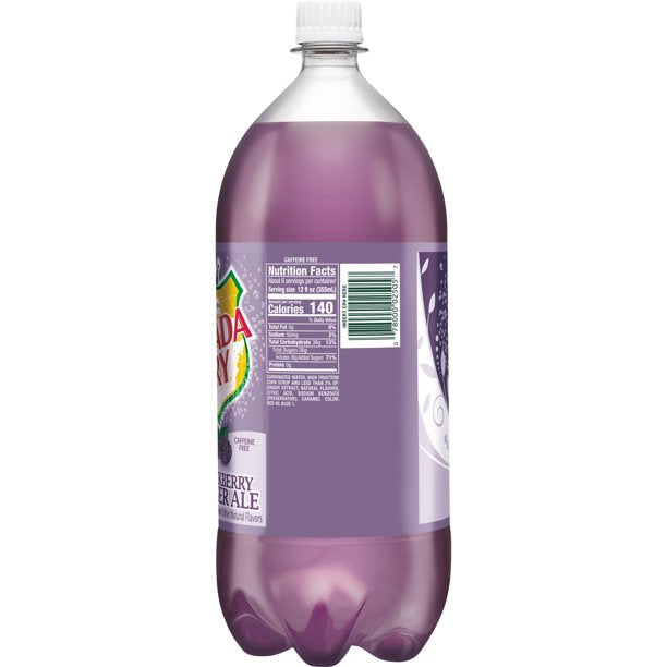 Canada Dry Blackberry Ginger Ale Soda, 2L Bottle, 6 pack