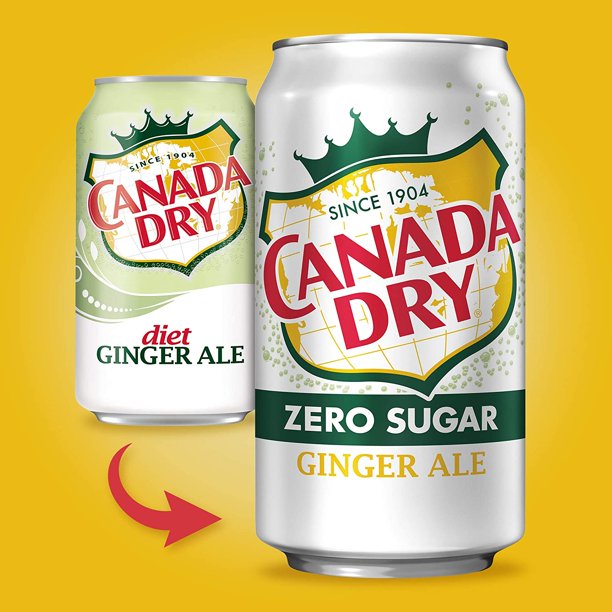 Canada Dry Ginger Ale (Zero Sugar), 12 Oz, 24 Cans