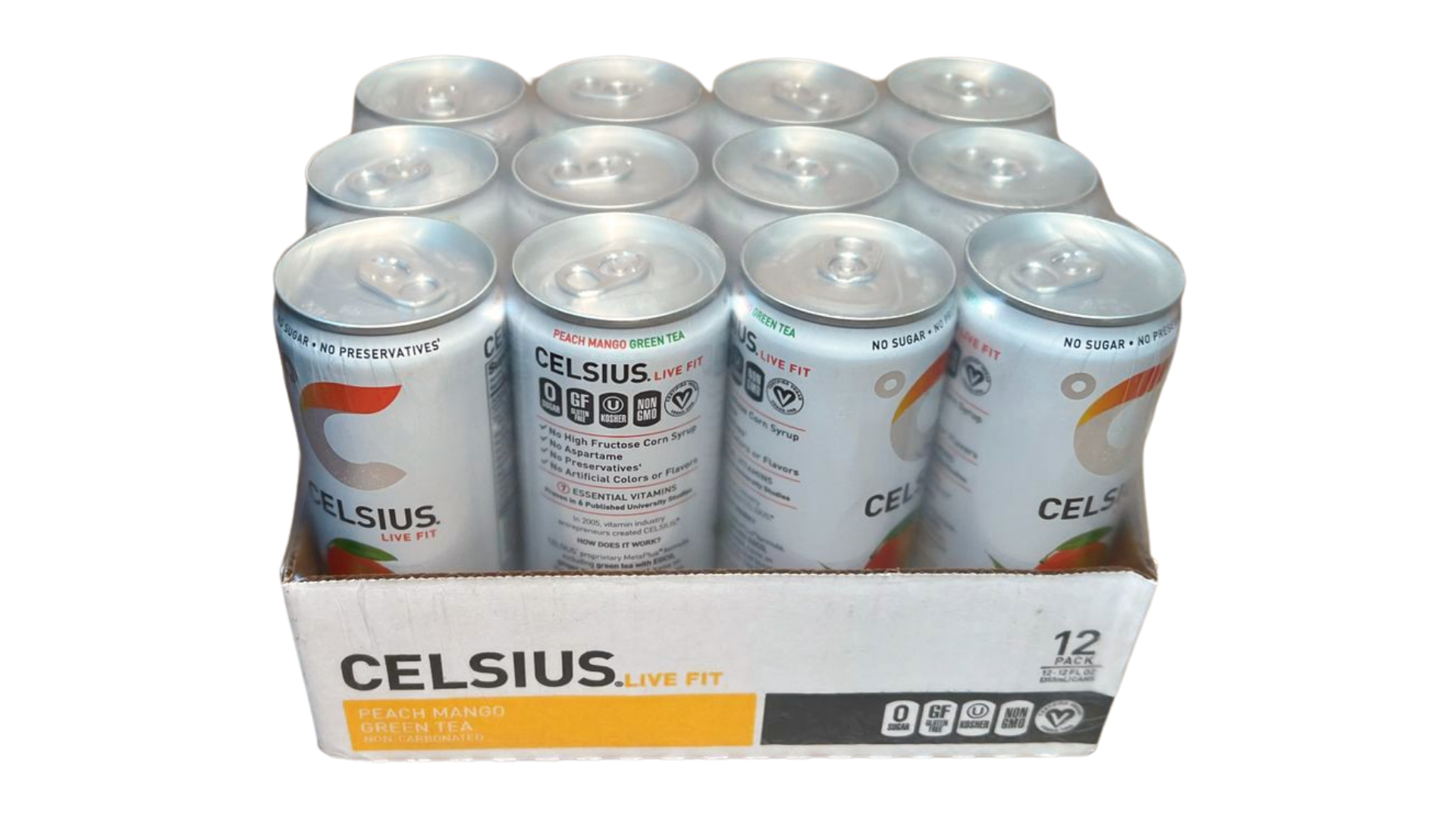 Celsius Green Tea Peach Mango Energy Drink - 12 fl oz Can