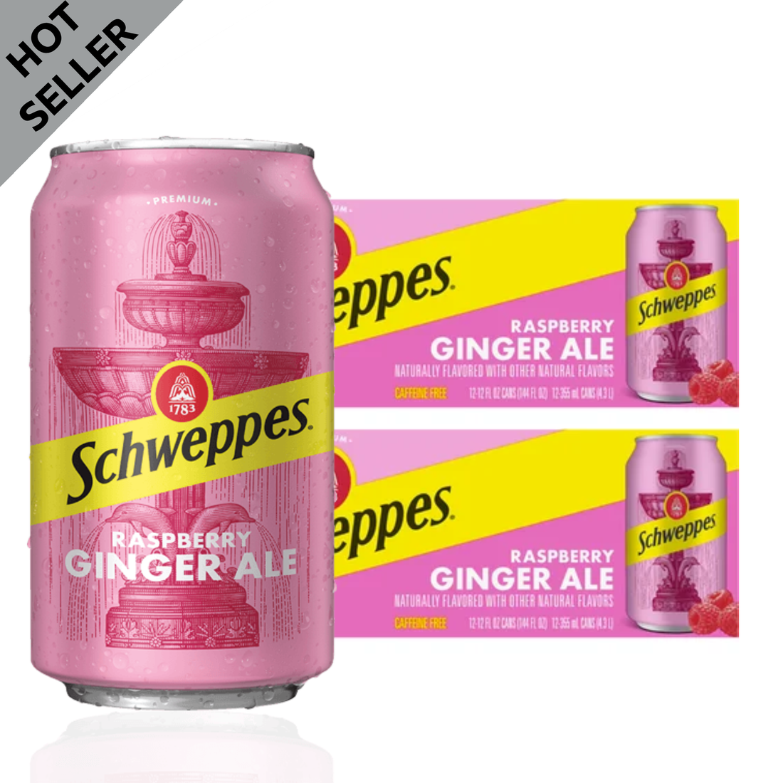 Schweppes Raspberry Ginger Ale Cans, 12 Fl Oz, 24 Pack 123 Beverages